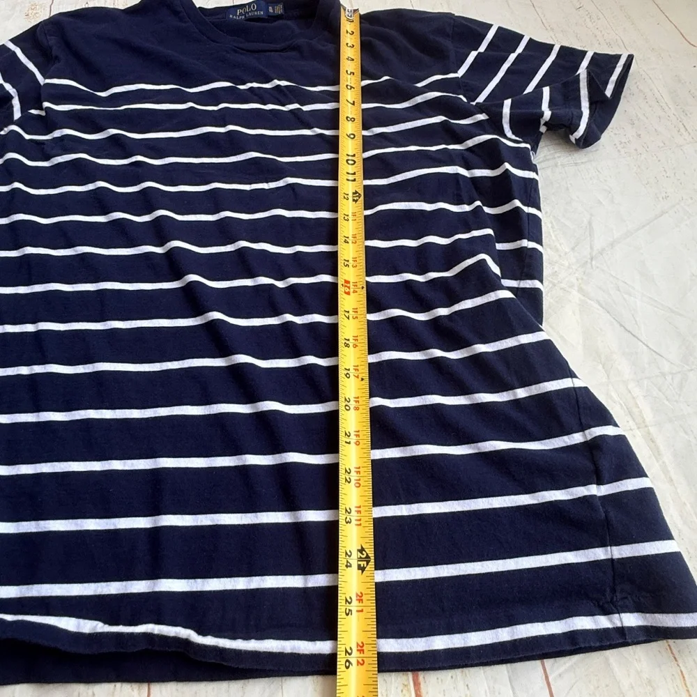 Polo Ralph Lauren Striped T-Shirt | Men’s XL | Navy Blue & White | Classic Crewn